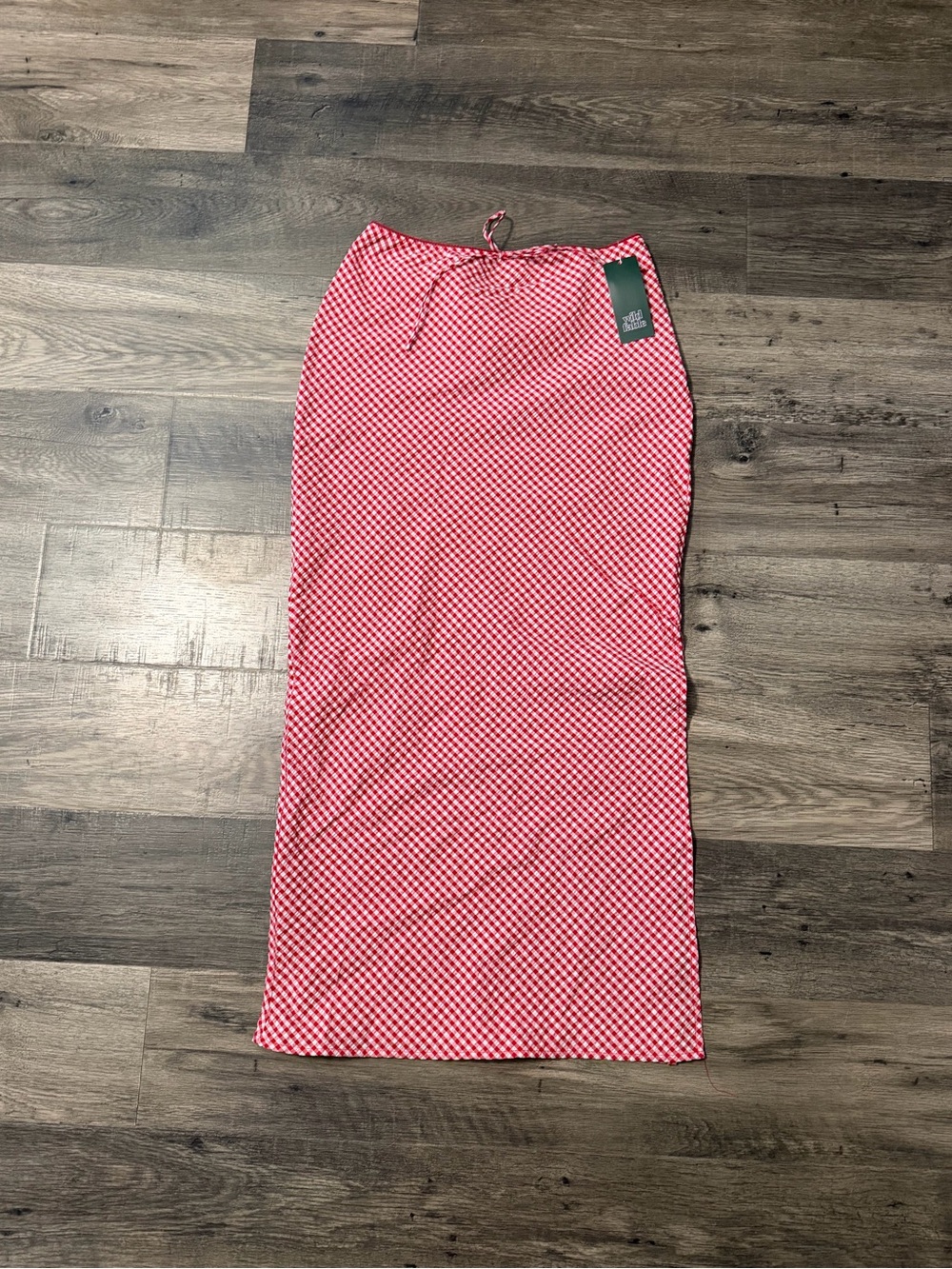 NWT Wild Fable Red Gingham Column Maxi Skirt XS